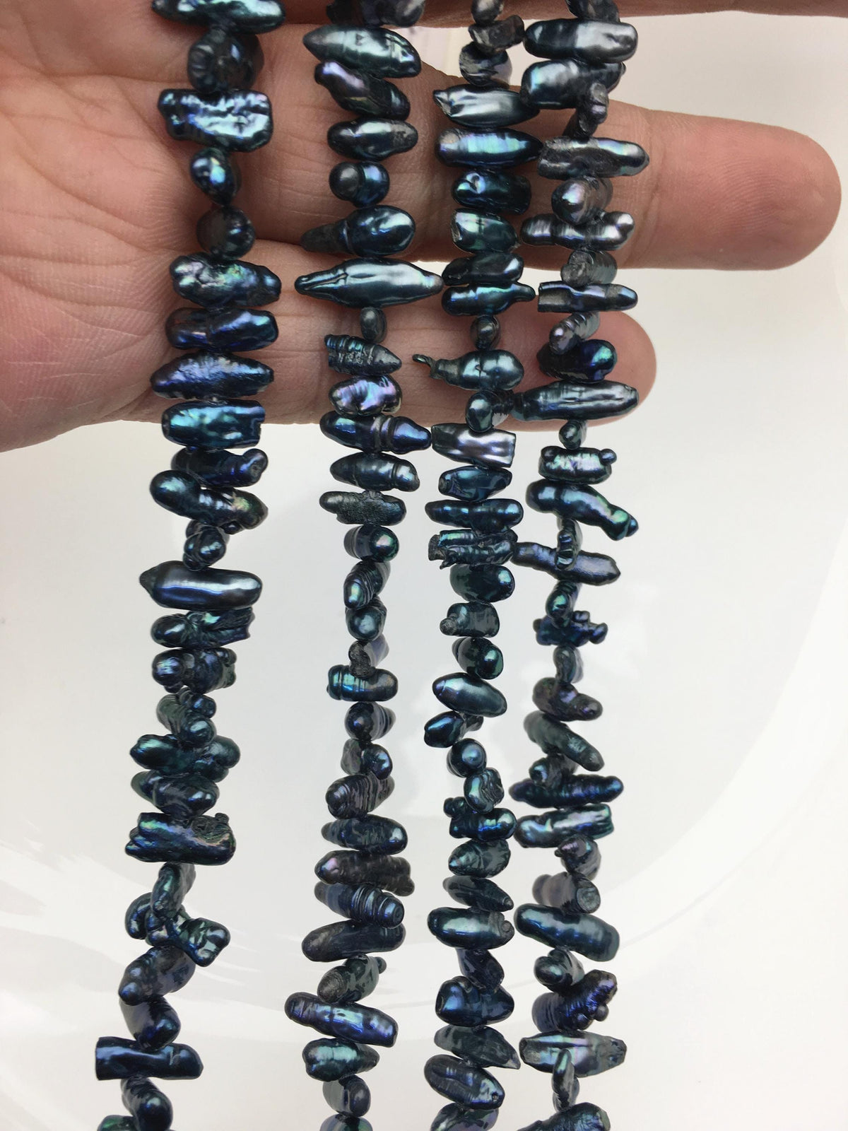 AA 4-5mm deep blue Biwa Pearl Necklace,Genuine Fresh Water Pearl,Wedding Necklace,Mothers Day,ZS-80-10-27