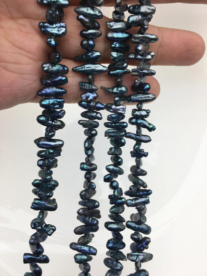 AA 4-5mm deep blue Biwa Pearl Necklace,Genuine Fresh Water Pearl,Wedding Necklace,Mothers Day,ZS-80-10-27