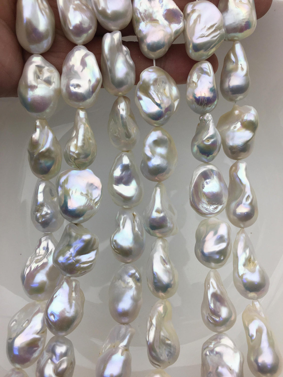 15.5'' AA 15-17mm Big white flame ball pearl,FL15-2A-5-17