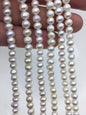 AA+ 5.5-6.5mm Thick Skin white button pearls,Rondelle pearl Beads,loose strands,SM6-T12