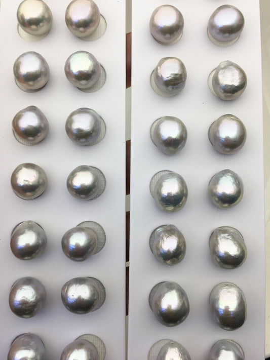 5pairs AAA 12-13mm Gray baroque drop edison freshwater pearl Pair,no hole,ED11-3A-2-43