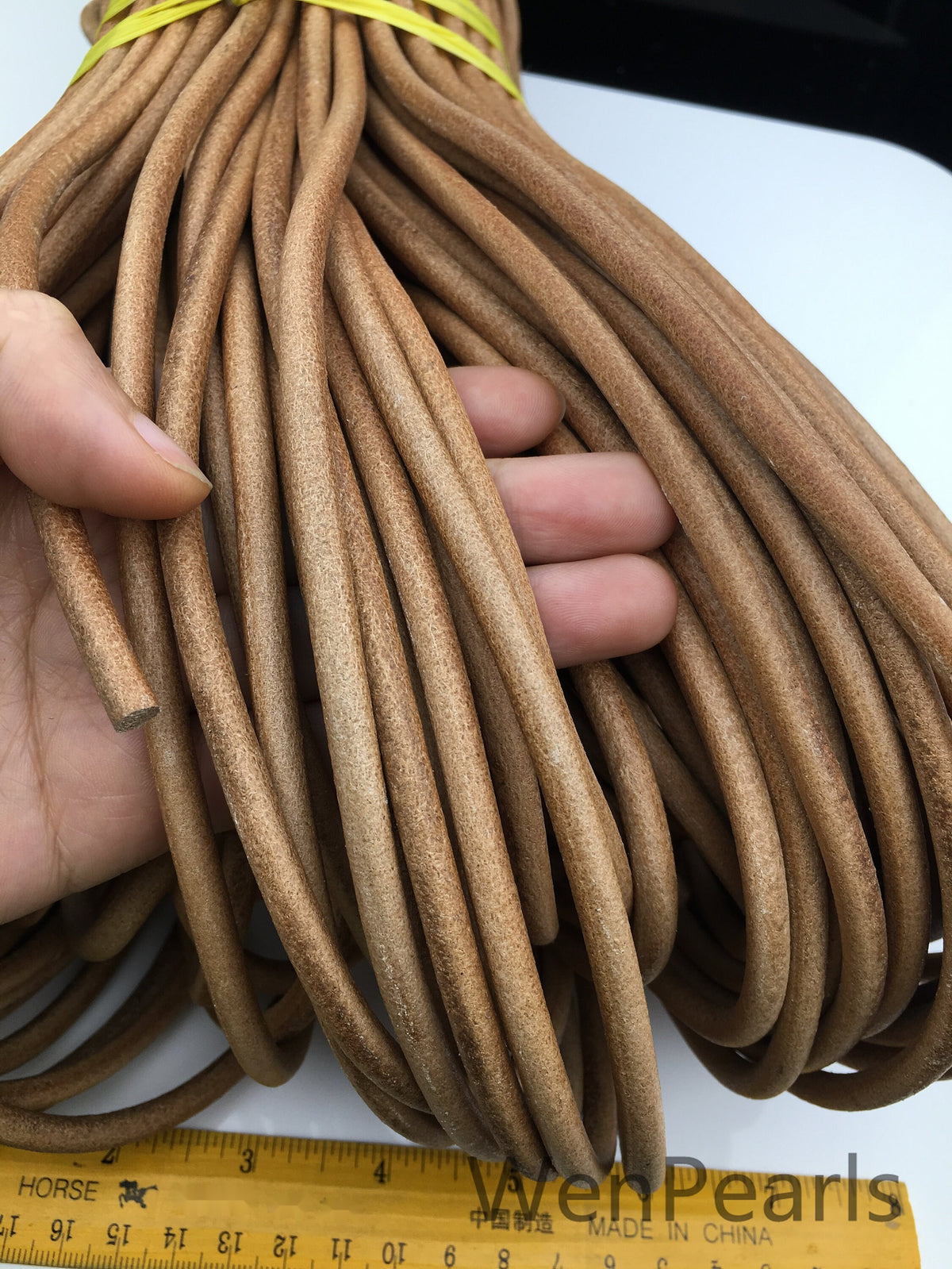 1/2/5/10 yards 6mm Natural Tan Color Round Leather Cord,Wholesale Jewelry Supplies,Distressed Matte Finish,LC6-202