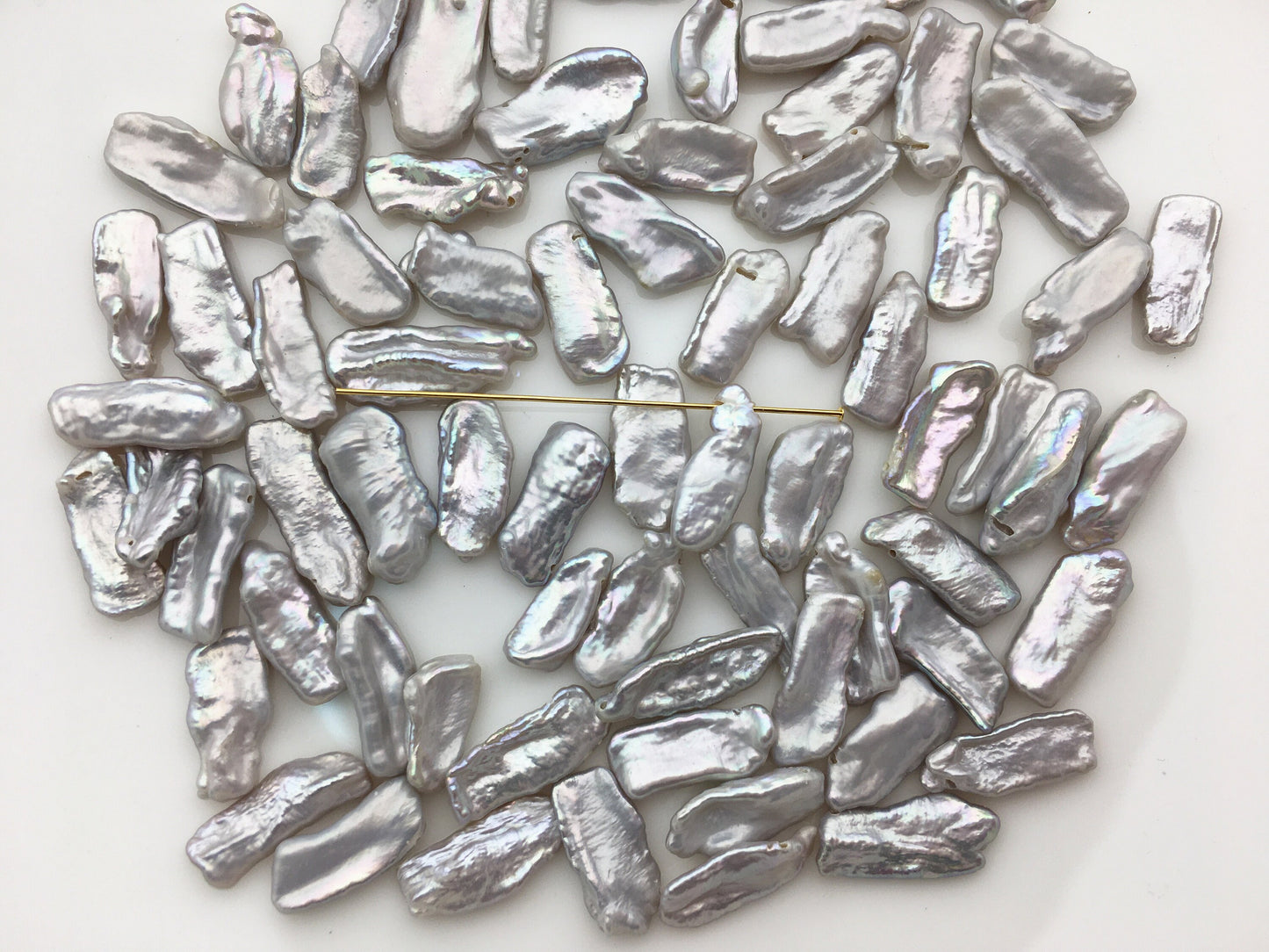 20pcs AA+ 6-7.5mm Gray Thin Biwa keshi Freshwater Pearl,top two-eight drill,ZS-129-1