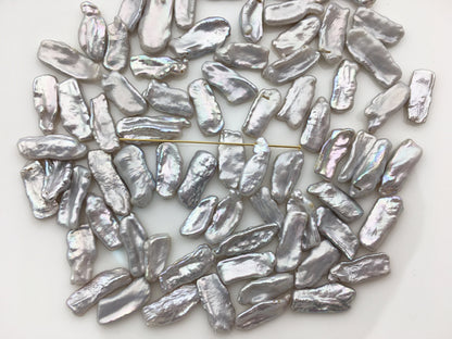 20pcs AA+ 6-7.5mm Gray Thin Biwa keshi Freshwater Pearl,top two-eight drill,ZS-129-1