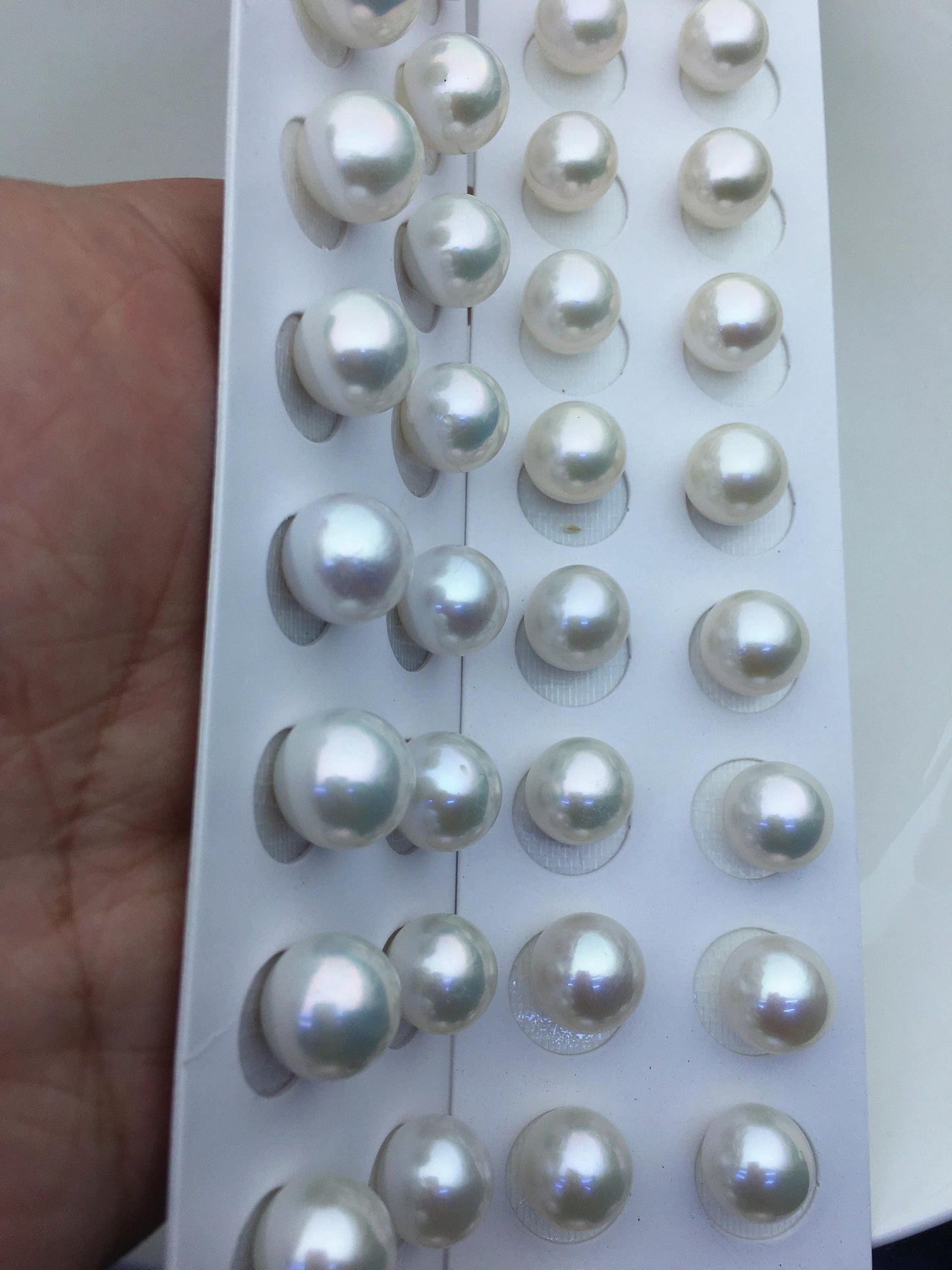 2 pairs AAA 12-13mm White Round edison freshwater pearl,no hole, RP12-3A-1