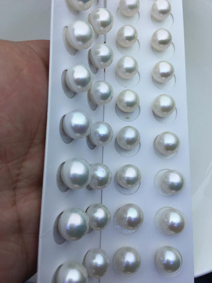 2 pairs AAA 12-13mm White Round edison freshwater pearl,no hole, RP12-3A-1