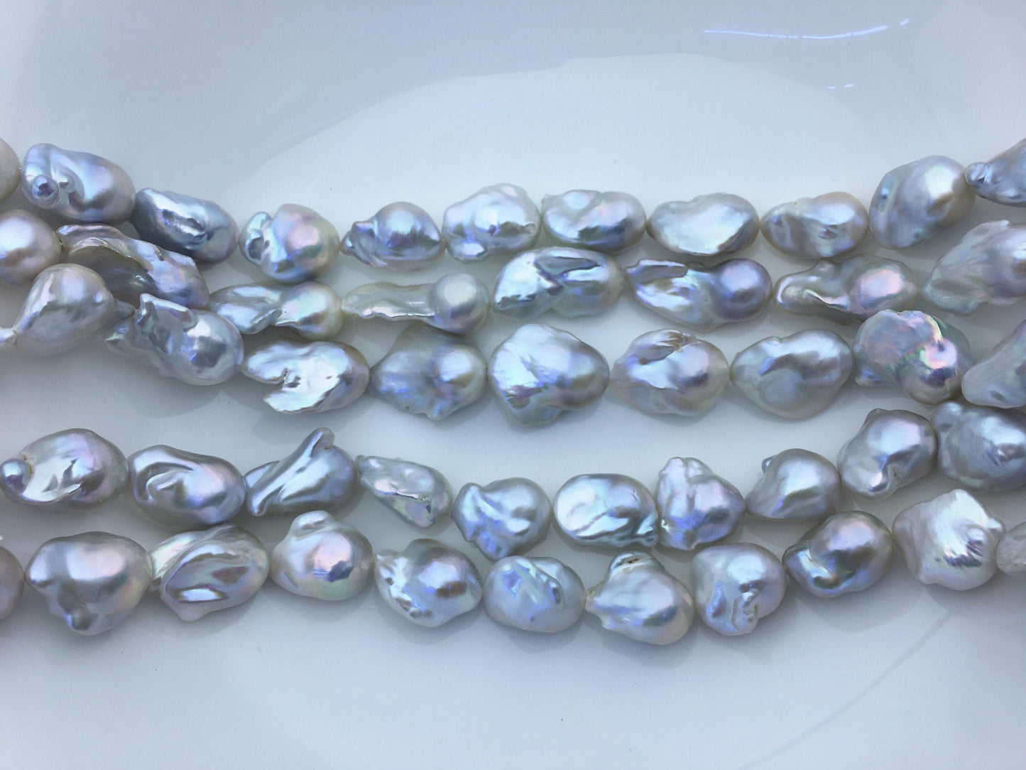 15.5'' AAA 13-17mm Natural Gray flame ball freshwater pearl,FL15-3A-7-41