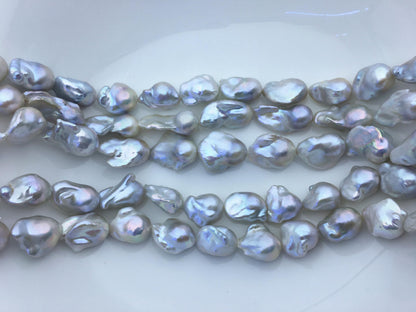 15.5'' AAA 13-17mm Natural Gray flame ball freshwater pearl,FL15-3A-7-41