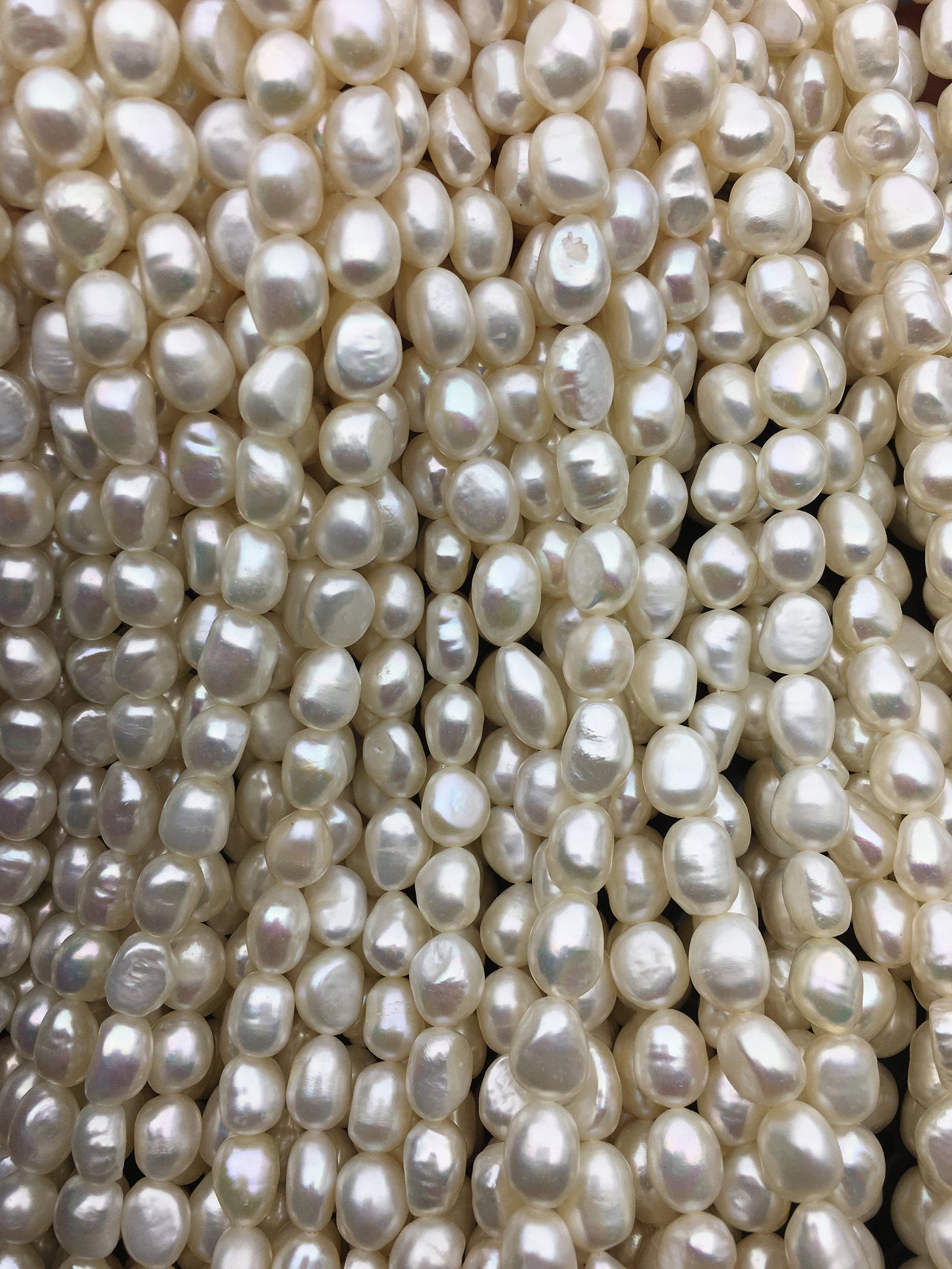 AAA- 7.4-8.4mm white nugget freshwater pearls,white cultured freshwater baroque pearl bead string,LM8-3A-12
