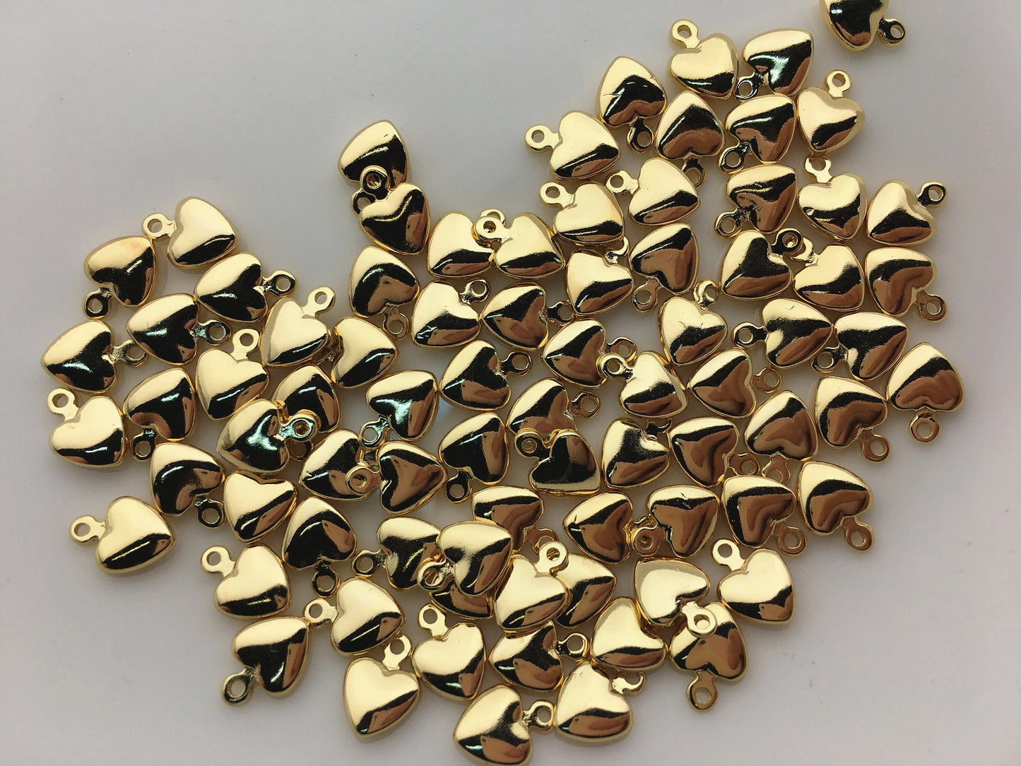 30pcs 6.5mm Yellow Gold Heart for DIY,copper plated 18k gold for make necklace,AAL-003-10