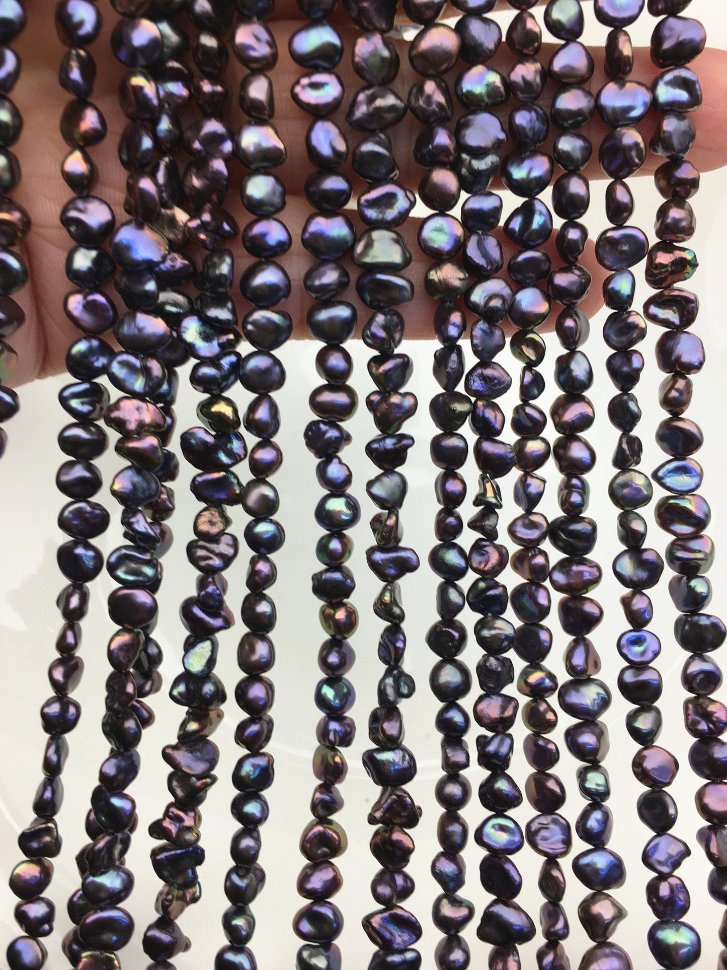 AAA 5-6mm Small Black Rainbow Keshi Freshwater Pearls,ZS-130-5