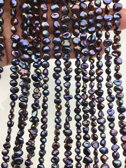 AAA 5-6mm Small Black Rainbow Keshi Freshwater Pearls,ZS-130-5