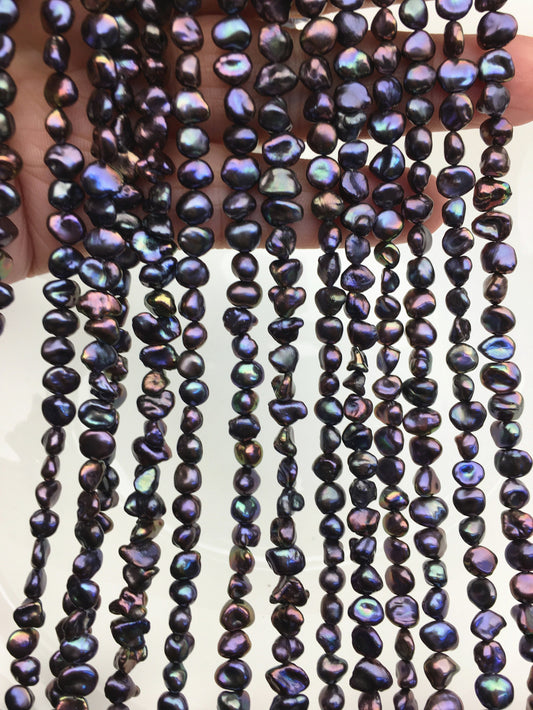 AAA 5-6mm Small Black Rainbow Keshi Freshwater Pearls,ZS-130-5