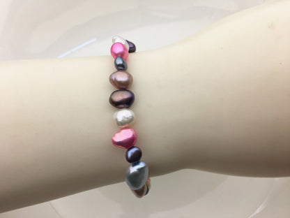7'' AAA 5-8mm Mix Color Nugget Freshwater pearl Elastic string Bracelet,B8-T23