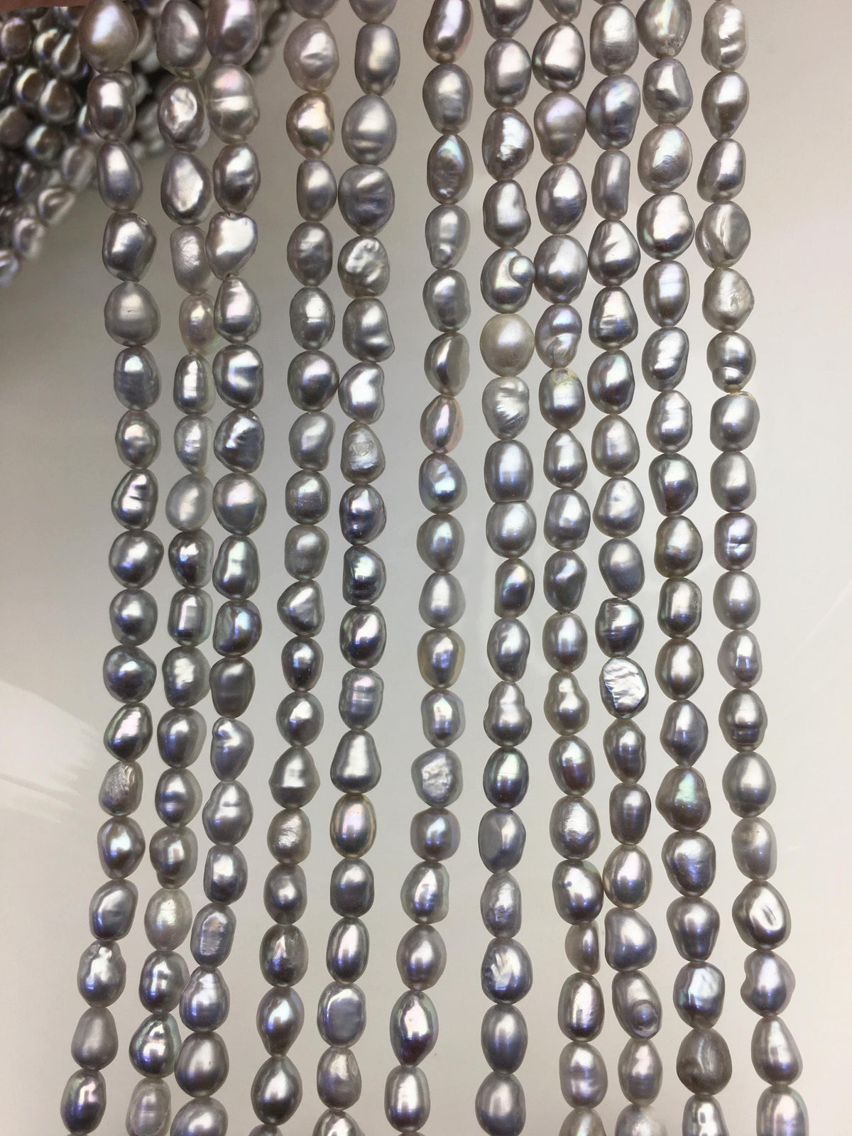 2 strands AA+ 4-5mm gray nugget freshwater pearls,irregular nugget freshwater pearl strand,LM4-2A-3