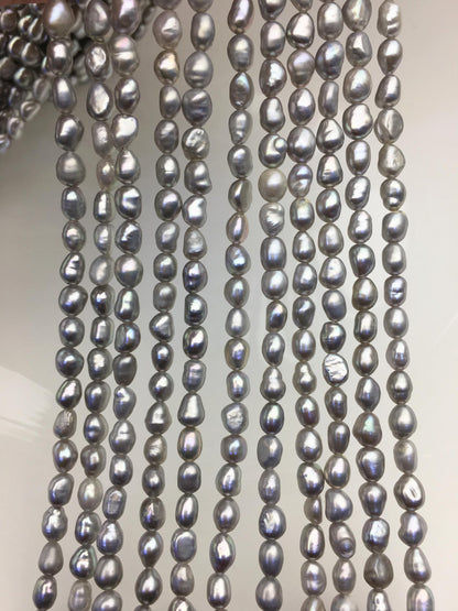 2 strands AA+ 4-5mm gray nugget freshwater pearls,irregular nugget freshwater pearl strand,LM4-2A-3