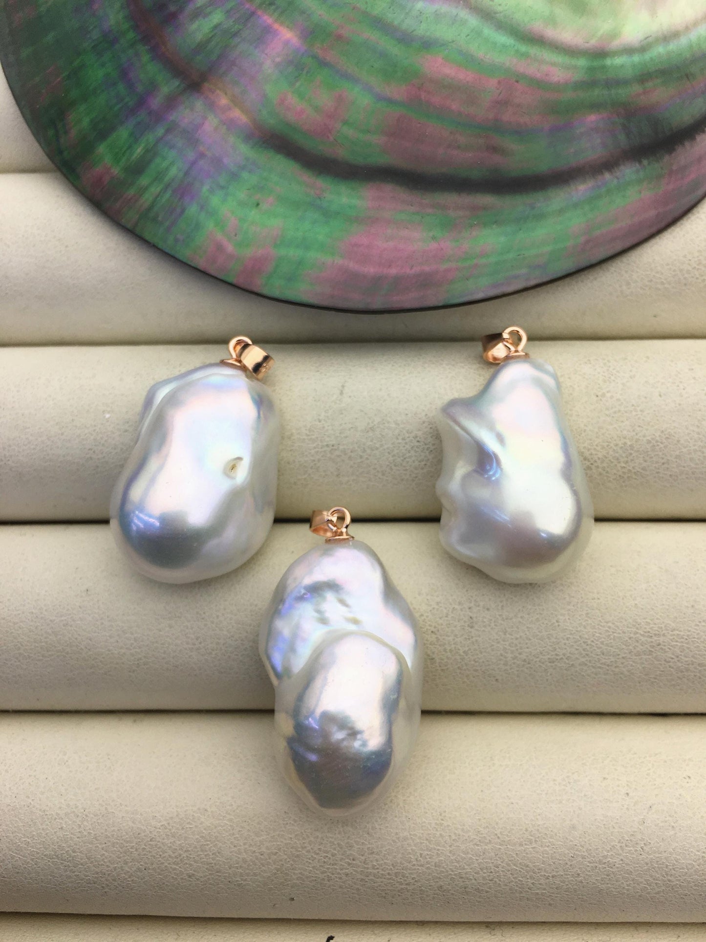 1pc AAA 13-17mm white baroque pearl Feather pendant necklace,Rose Gold S925 Sterling silver pendant,NC1-041-8