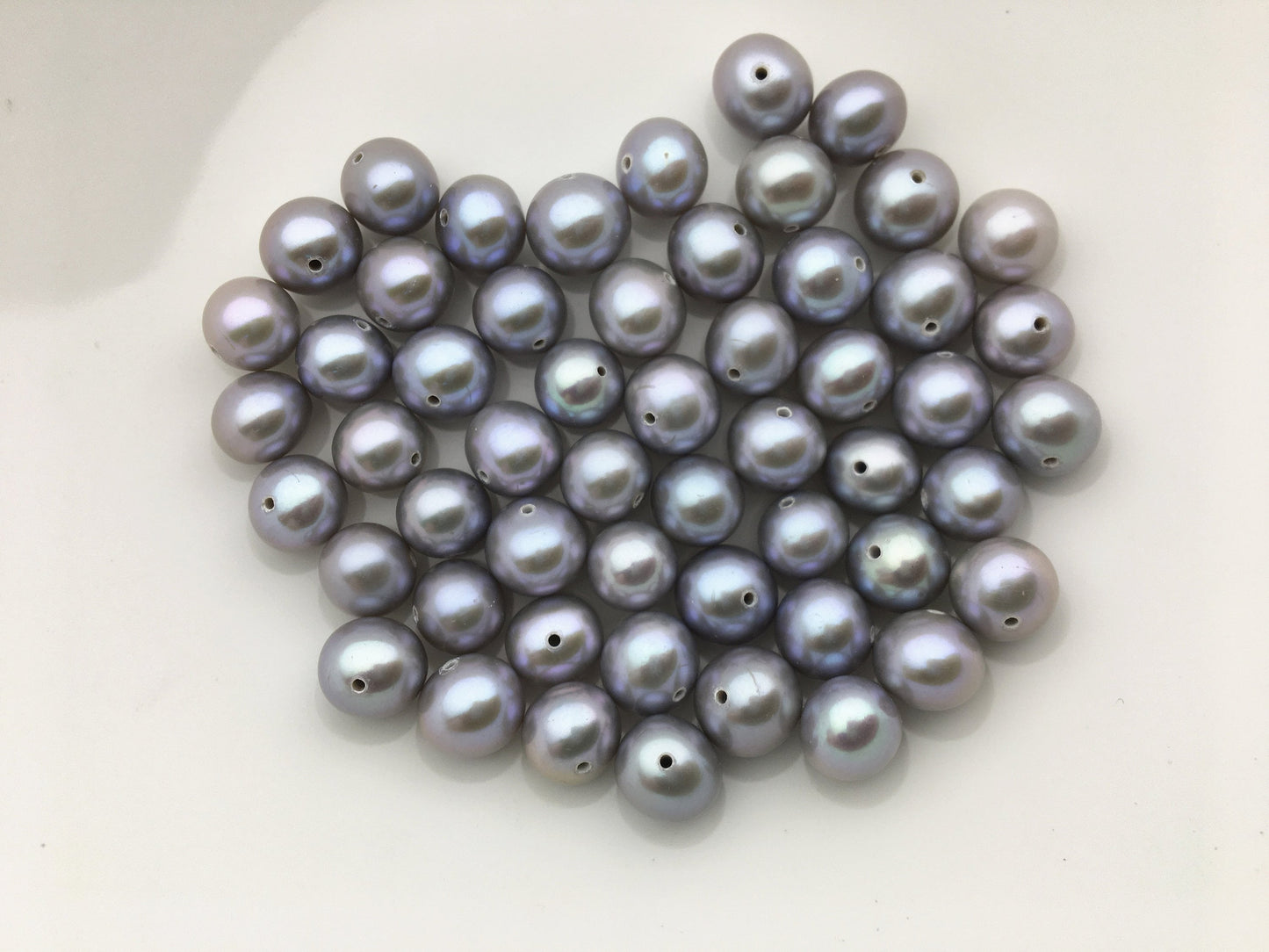 10pcs AAA+ 6.4-7.3mm gray near round freshwater pearls,0.7mm through hole,RP7-T6