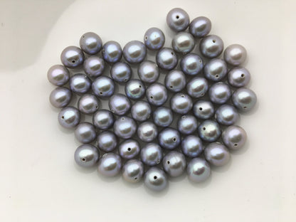 10pcs AAA+ 6.4-7.3mm gray near round freshwater pearls,0.7mm through hole,RP7-T6