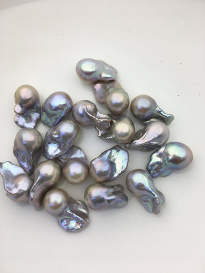 10pcs AAA/AA+ 12-17mm gray baroque Flame ball Pearl - 0.9mm top half hole,FL15-T4-12