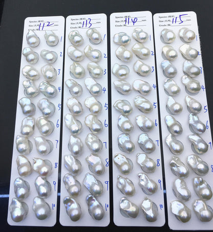 1 pair AAA 12-16x18-25mm White Flameball Pearl Pairs,0.9mm top half hole,FL15-3A-8-55