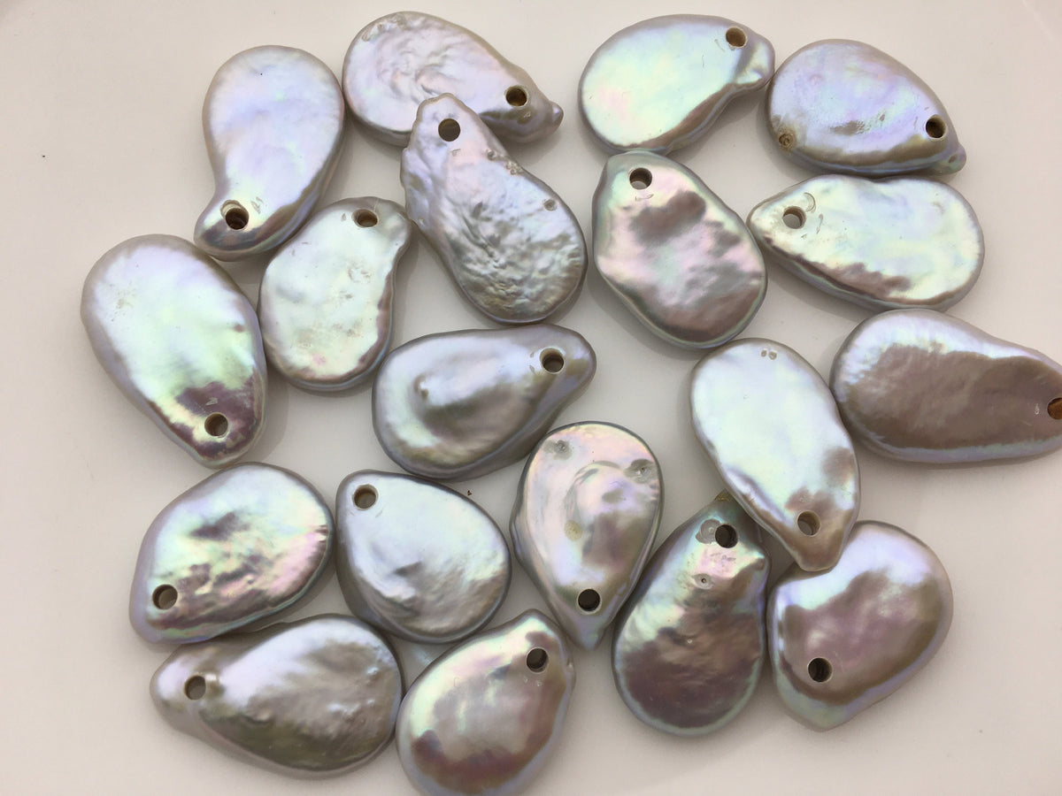 1pc AA+ 17-18mm Big Gray Drop Coin freshwater pearls,2.2mm side hole,COIN17-T1