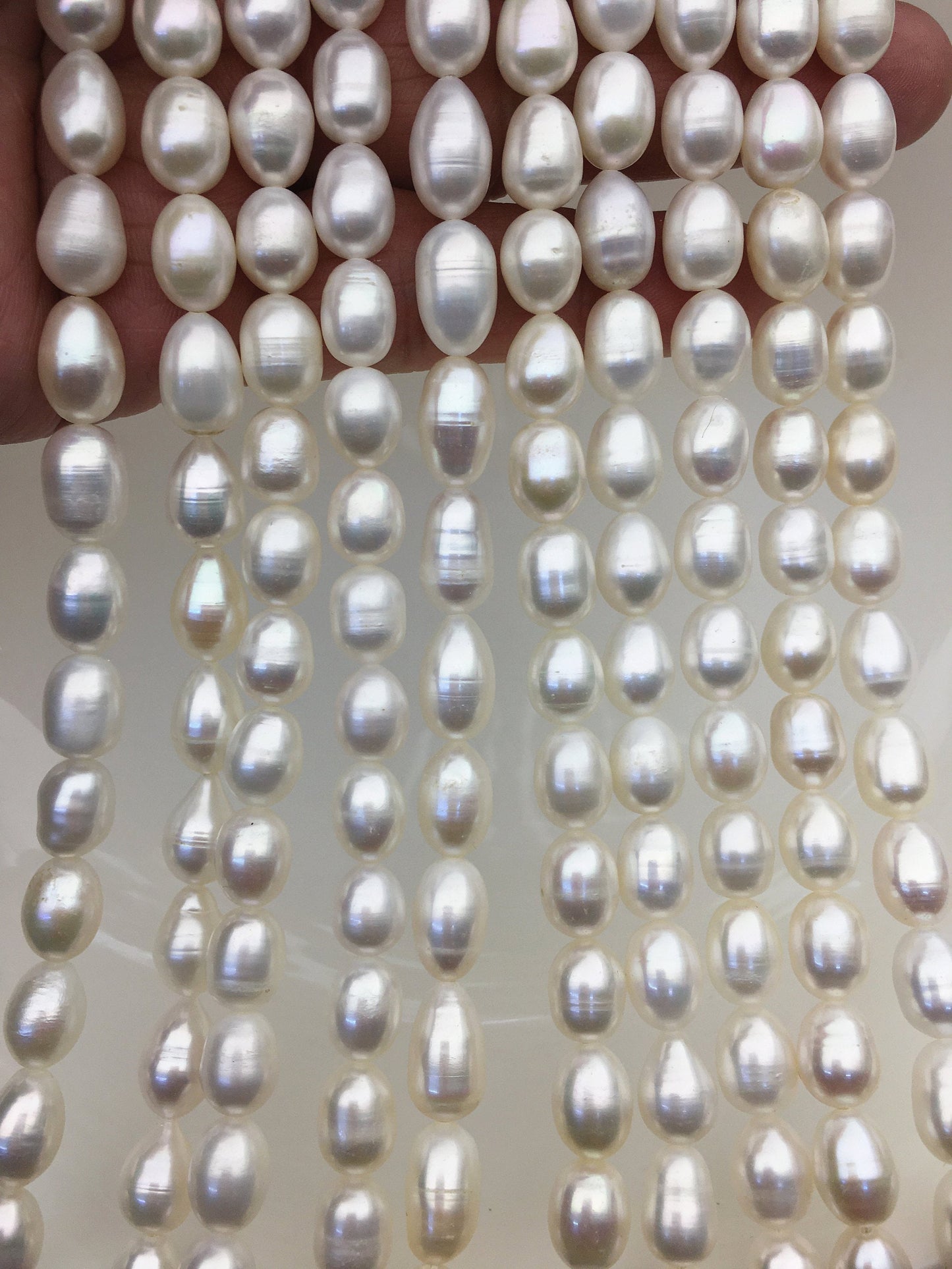 AA+ 8-8.5mm x 9-11mm Cultured White Freshwater Rice Pearls beads,drop pearl necklace,diy pearl beads,gift for her,LR8-T3