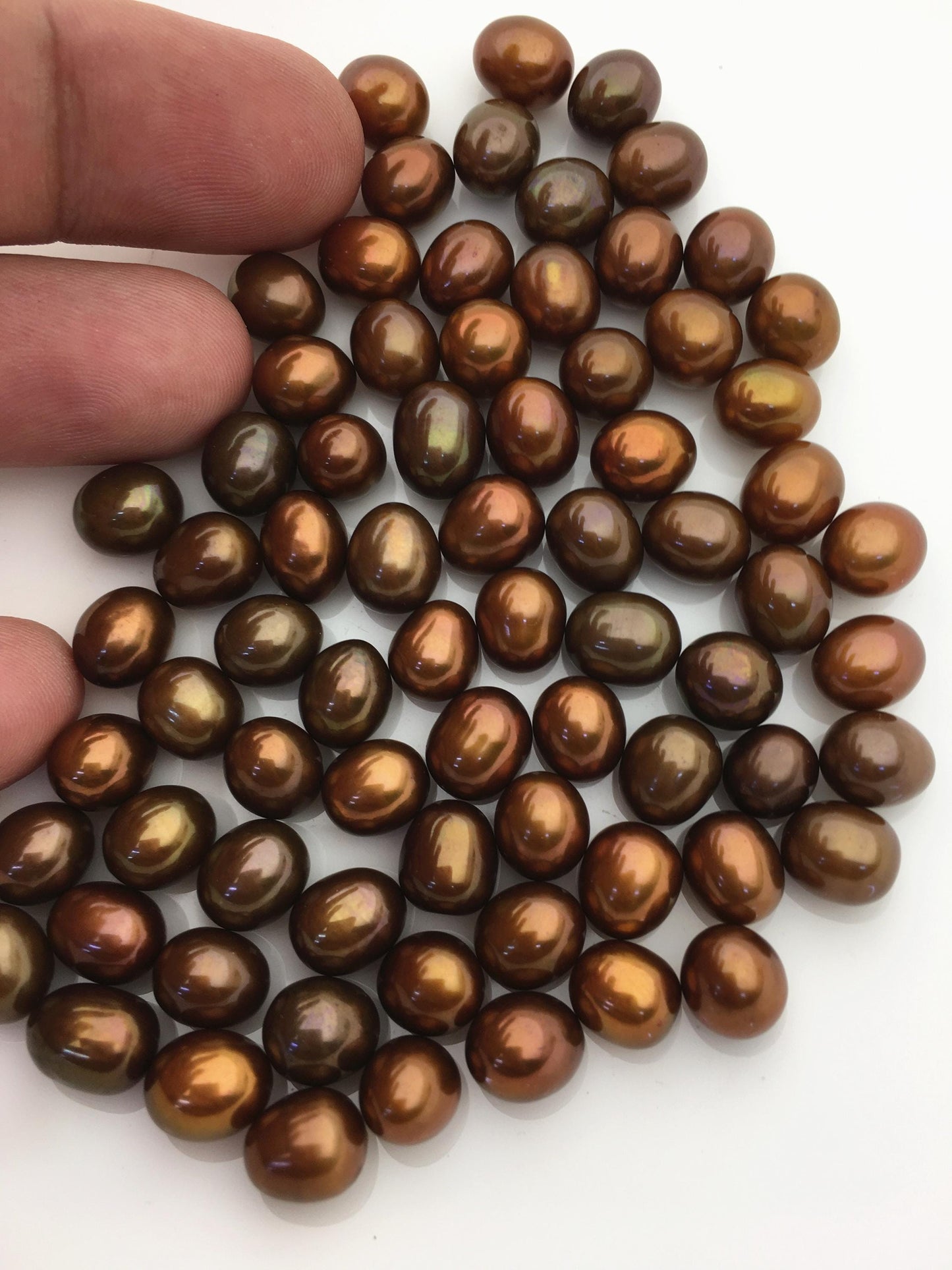 20pcs AAA 7.5-8mm brown rice freshwater pearls,no hole,brown oval pearl,for make dangle pearl earrings,LR7-T10