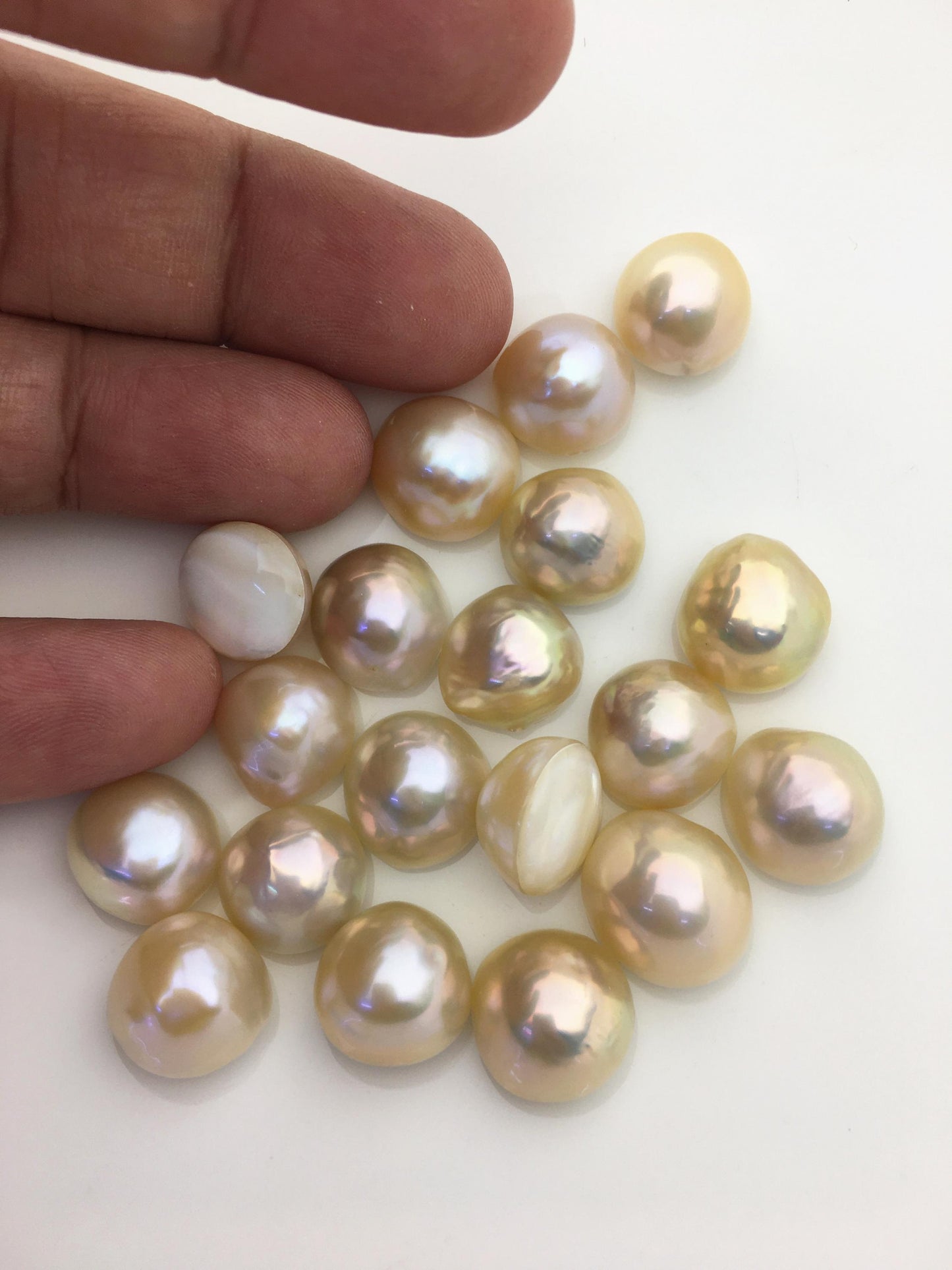 19pcs AAA 12-13mm Baroque Mabe Natural champagne Freshwater Pearls,no hole,MB-T58