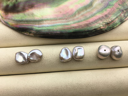 AAA 8-9mm Gray keshi pearls Pair,for make stud earrings,baroque pearl,loose pearl beads,very high luster,ZS-127-62-24