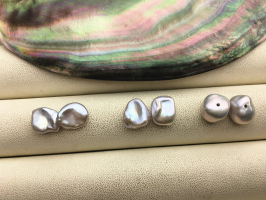 AAA 8-9mm Gray keshi pearls Pair,for make stud earrings,baroque pearl,loose pearl beads,very high luster,ZS-127-62-24