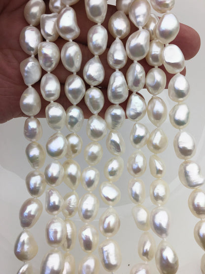 17'' AAA 10mm big white nugget freshwater Pearl necklace,NPN1-017