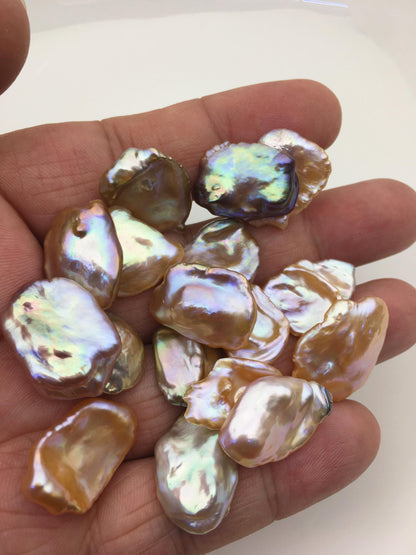 30pcs AAA 13-16mm natural mix color rainbow keshi Freshwater Pearls,no hole,ZS-127-1-16