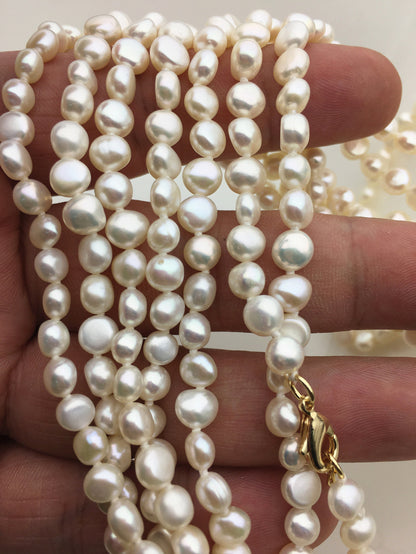 1pc AAA 17+2'' 5-5.5mm White Nugget Pearl necklace,pearl necklace, NPN1-012