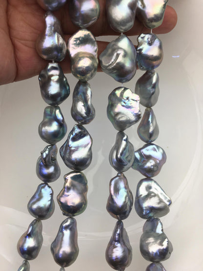 15.5'' AA+ 13-16mm Big Gray flame ball pearl,FL15-2A-5-11