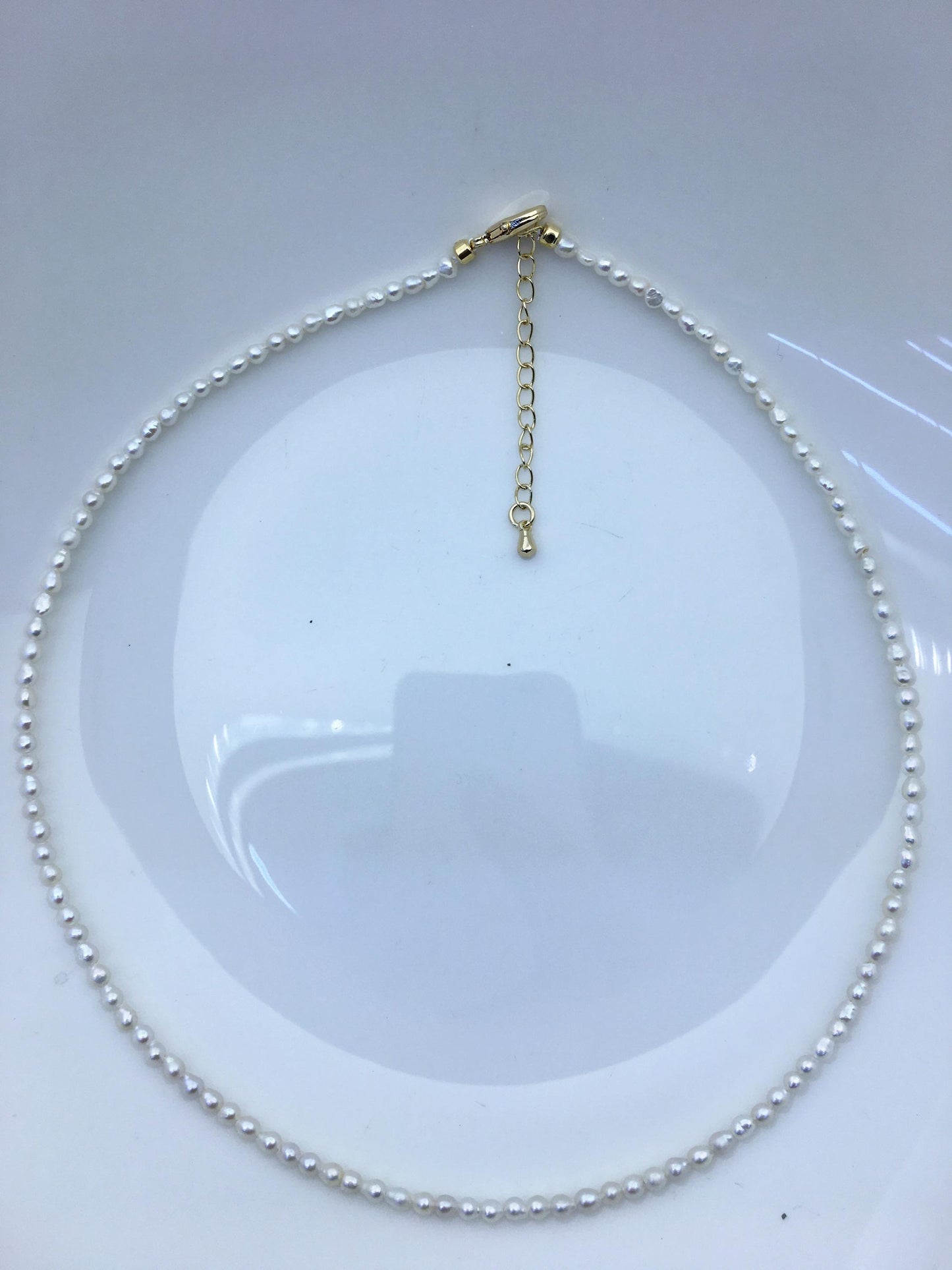 16+2'' AA+ 2.5-3mm white tiny small rice pearl Necklace,Wedding Necklace, Love, Mothers Day,Happiness,wholesale,NPN1-016