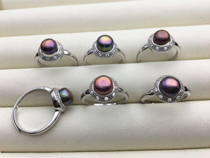 Black Rainbow Freshwater pearl ring,S925 sterling silver ring,cz diamond wedding rings,bridal ring,anniversary rings,R1-035
