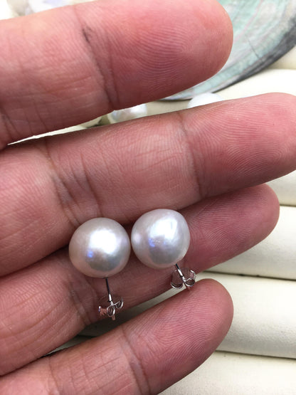 AA+ 11-13mm big white baroque edison pearl stud earrings,SE3-T9-23