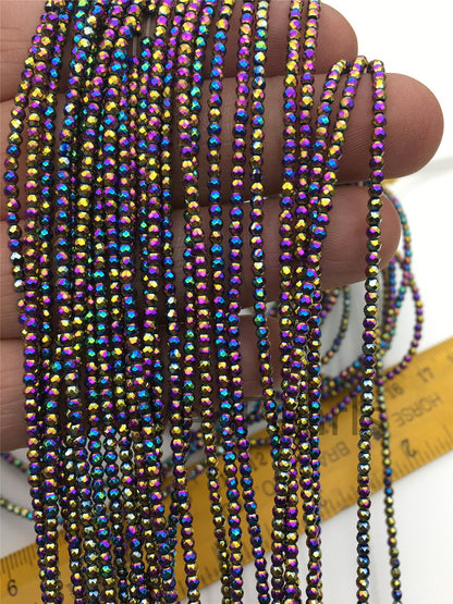 Hematite Lavender Rainbow ,2mm Round Beads,AAA, 200pcs,15.5 inches,G50-R2-009