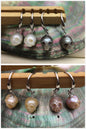 AAA 8mm white/pink/purple/gray/black HandMade Carved Skull Freshwater Pearl Dangle Earrings,Pearl Earrings for Women Girls,SE3-027-3