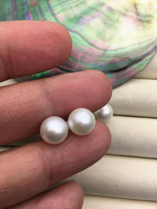 AAA- 9-10mm white round pearl stud earrings,cultured pearl beads,natural pearls,SE3-037
