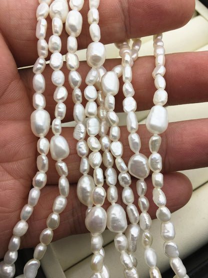 60'' 5-8mm white nugget freshwater pearl Necklace,white Pearl necklace,Wedding Necklace,NPN1-124