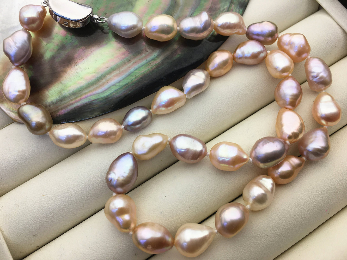 17.5'' AAA 9mm Pink Purple Mix Color Nugget Pearl necklace,pearl necklace, NPN1-021