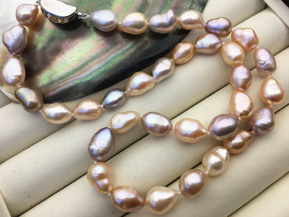 17.5'' AAA 9mm Pink Purple Mix Color Nugget Pearl necklace,pearl necklace, NPN1-021