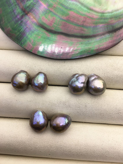 5pairs AAA 10-11mm Gray Bronze baroque drop edison freshwater pearl Pair,no hole,ED11-3A-2-42