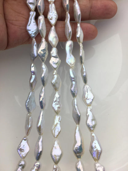 5 strands AAA 8-10mm White diamond Shape Freshwater Pearl,ZS-103-29