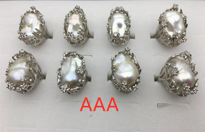 Very Big Baroque Pearl rings,affordable engagement rings,pearl wedding rings,promise rings for her,R1-018