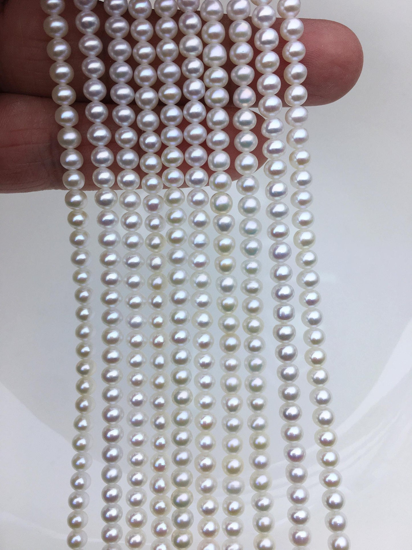 AAA 4-4.5mm white button near round freshwater pearls,4mm seed pearl,white round pearl,full strand,pearl wholesale,RP4-3AY-GJ-2