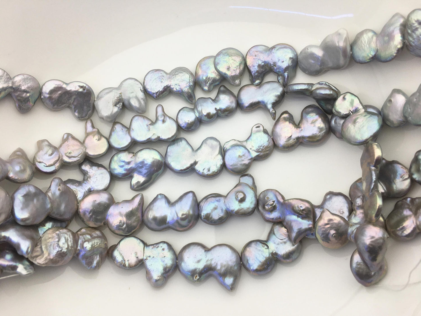 16'' AA+ 12-15mm Gray Big Coin freshwater pearls,diy bead,flat round pearl bead,COIN12-2A-2-7