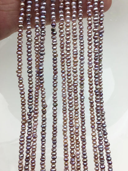 AA 3-3.5mm purple tiny button potato freshwater pearls,Rondelle pearl Beads,loose strands,SM3-2A-5